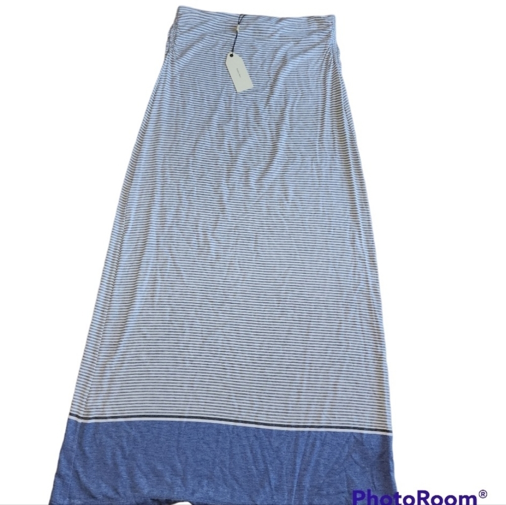 NWT Sophie Max Knit Maxi Skirt XS Stripes Blue Gray Stretch Spring Summer Long